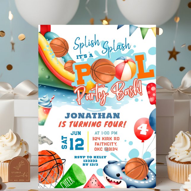 Basketball Pool Birthday Party Invitation (Creator Uploaded)