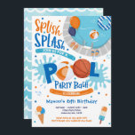 Basketball Pool Party Splish Splash Pool Birthday Invitation<br><div class="desc">Basketball Pool Party Splish Splash Pool Birthday Invitation
All designs are © PIXEL PERFECTION PARTY LTD</div>