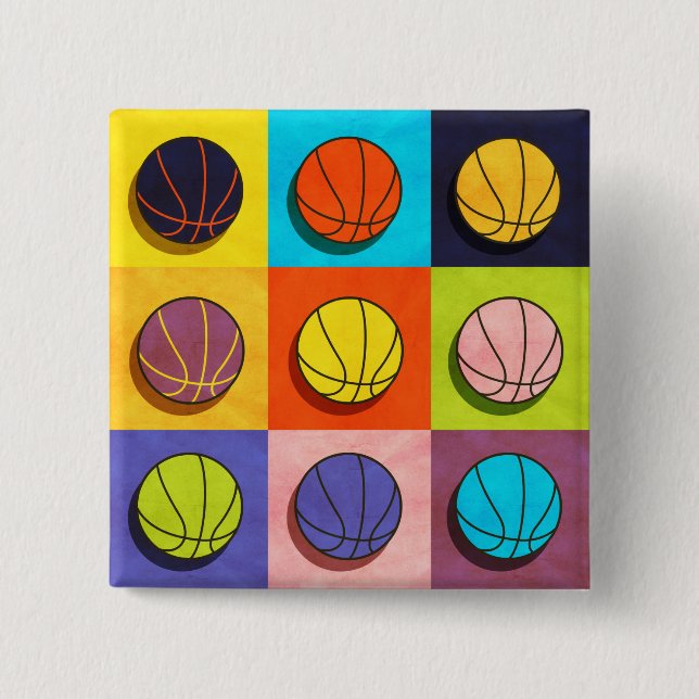 Basketball Pop Art 15 Cm Square Badge (Front)