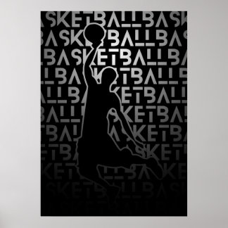 Basketball Poster | Black and White | Metal look