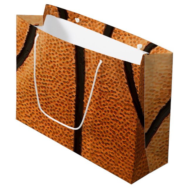 Basketball Print Pattern Background Large Gift Bag (Front Angled)