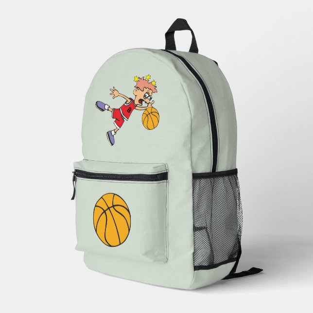 Basketball Printed Backpack (Back Corner Right)