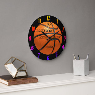 Basketball rainbow colour clock with Player Name
