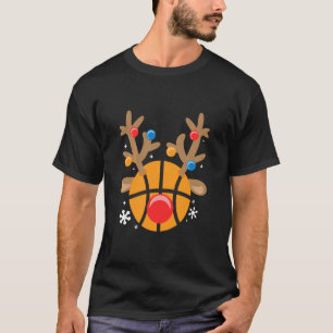 Basketball Reindeer Funny Cute Boy Christmas  T-Shirt