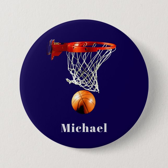 Basketball Replace with Your Name 7.5 Cm Round Badge (Front)