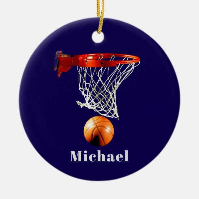 Basketball Replace with Your Name Ceramic Ornament (Front)