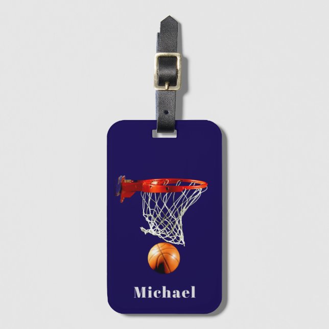 Basketball Replace with Your Name Luggage Tag (Front Vertical)