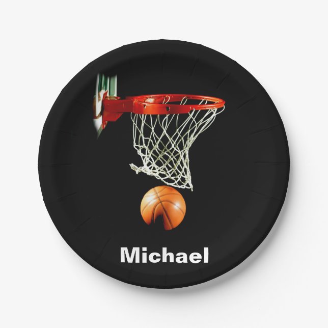 Basketball Replace with Your Name Paper Plate (Front)