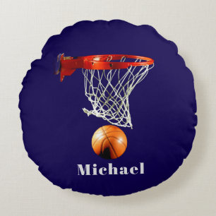 Basketball Replace with Your Name Round Cushion