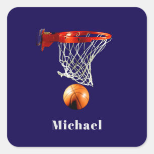 Basketball Replace with Your Name Square Sticker