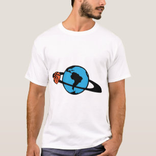 basketball ring planet earth blue turns T-Shirt