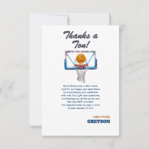 Basketball Rookie Thank You Card