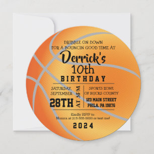 BASKETBALL ROUND Birthday Party Invitation