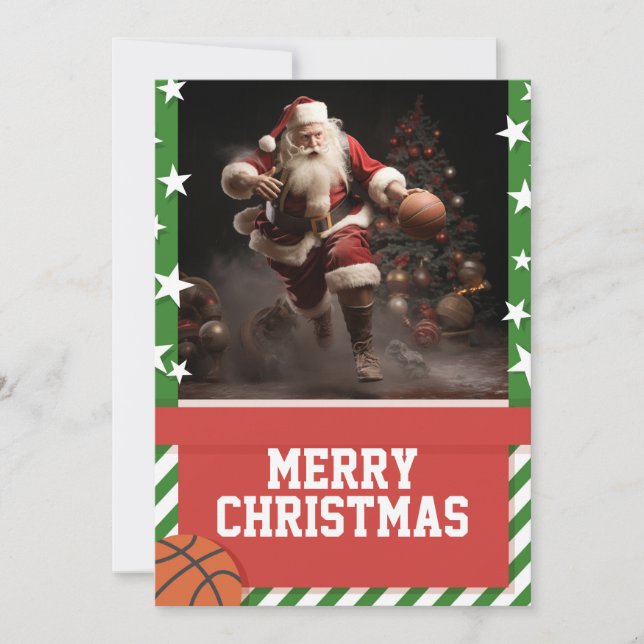Basketball santa claus holiday card (Front)