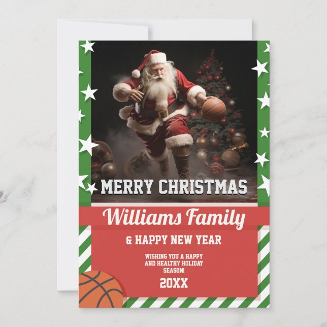 Basketball santa claus invitation (Front)