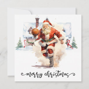Basketball Santa Claus is playing with Christmas Card