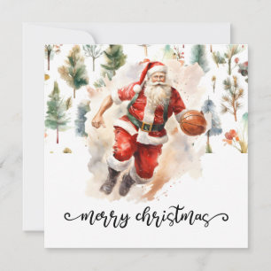 Basketball Santa Claus is playing with Christmas Card