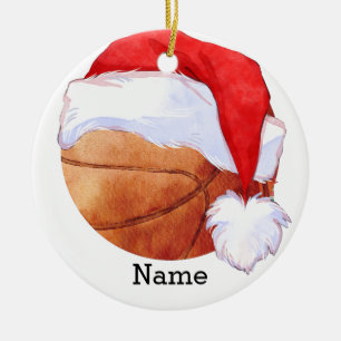 Basketball Santa Claus is playing with Christmas   Ceramic Ornament