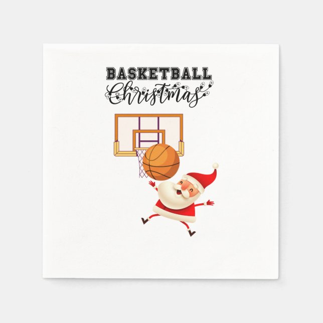 Basketball Santa Claus is playing with Christmas   Napkin (Front)
