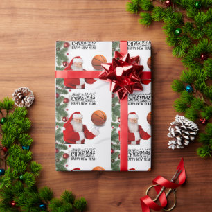 Basketball Santa Claus Merry Christmas New Year Wrapping Paper