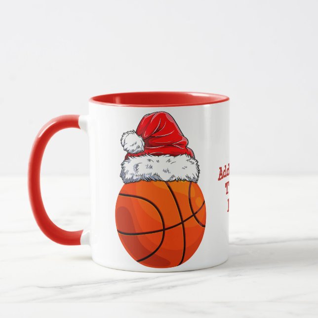 Basketball Santa Hat Christmas  Christmas party Mug (Left)