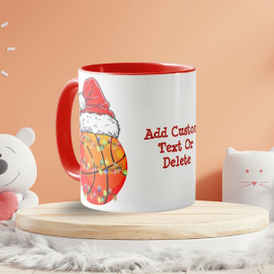 Basketball Santa Hat Christmas Light  Xmas party Mug