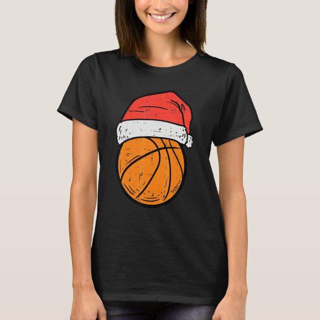 Basketball Santa Hat Christmas Xmas Boys Girls T-Shirt (Front)