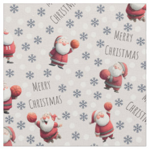 Basketball Santa on Beige Fabric