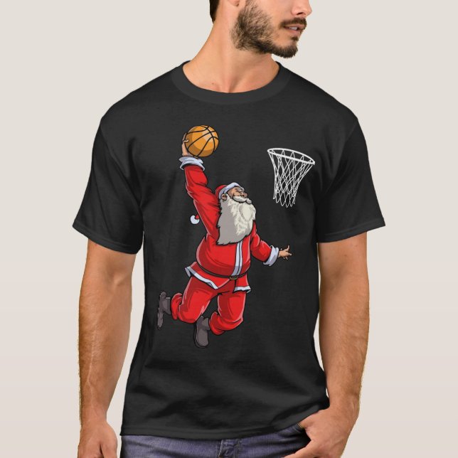 Basketball Santa Slam Dunk Christmas Xmas Ball Spo T-Shirt (Front)