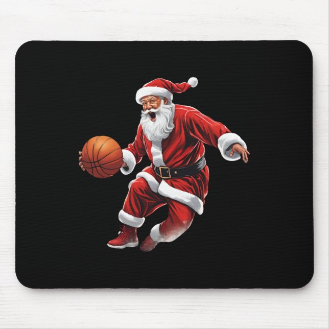 Basketball Santa Slam Dunk Ugly Christmas  Mouse Pad (Front)