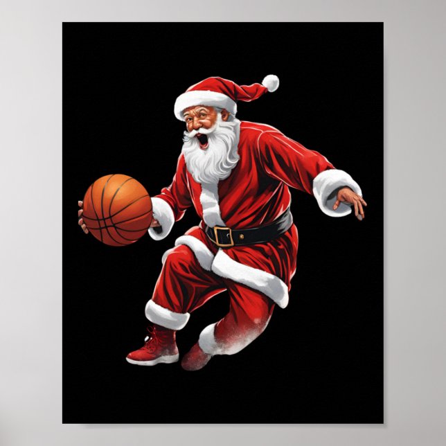 Basketball Santa Slam Dunk Ugly Christmas  Poster (Front)