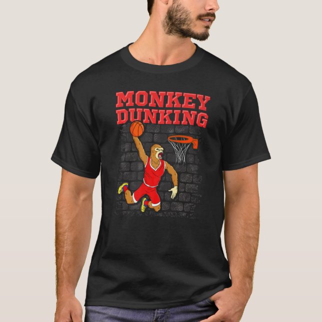 Basketball  Saying Slam Dunk Monkey Dunking T-Shirt (Front)