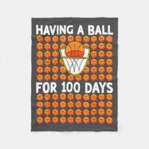 Basketball School Days 100 Day School 100th Fleece Blanket