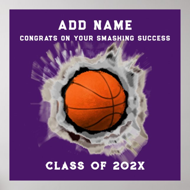 Basketball Senior Graduation Congrats Poster (Front)