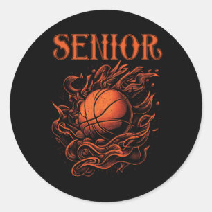 Basketball Senior Night Auntie .  Classic Round Sticker
