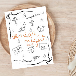 Basketball Senior Night custom year doodle design Card