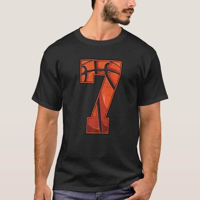 Basketball Seventh 7th Birthday Boy Girl Seven 7 Y T-Shirt (Front)