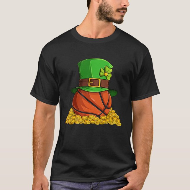 Basketball Shamrock Lucky C Irish St Patrick s Day T-Shirt (Front)