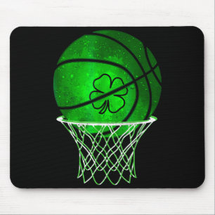Basketball Shamrock Lucky Clover Irish St Patrick' Mouse Pad