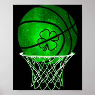 Basketball Shamrock Lucky Clover Irish St Patrick' Poster