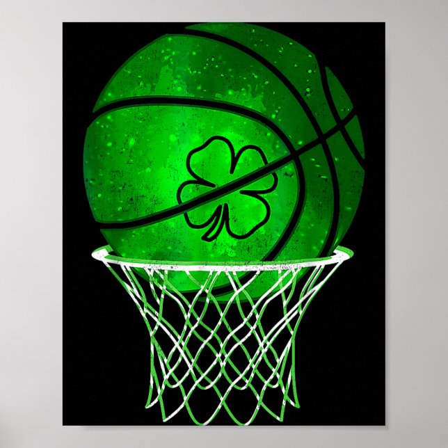 Basketball Shamrock Lucky Clover Irish St Patrick' Poster (Front)