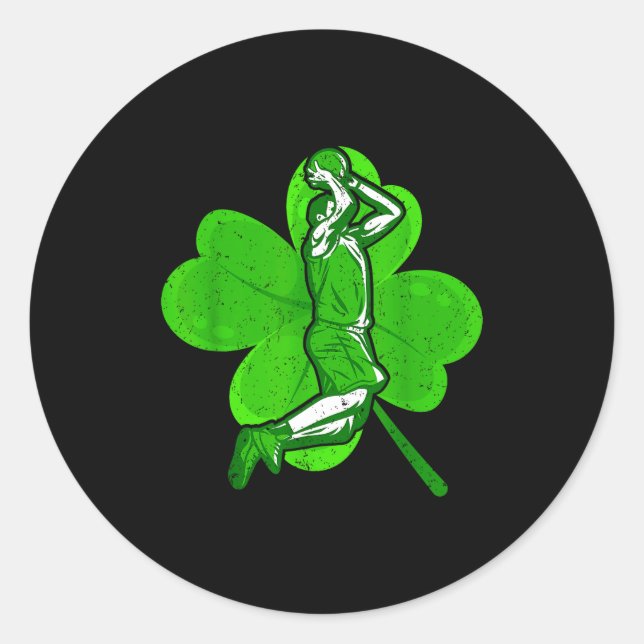 Basketball Shamrock St Patrick's Day Srt Lover Boy Classic Round Sticker (Front)
