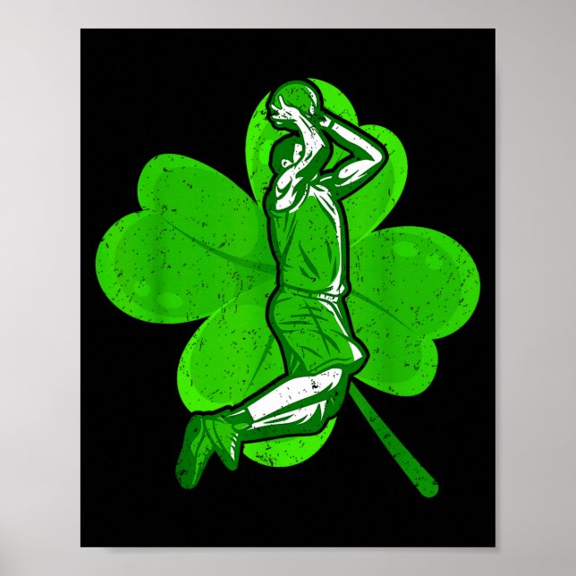 Basketball Shamrock St Patrick's Day Srt Lover Boy Poster (Front)