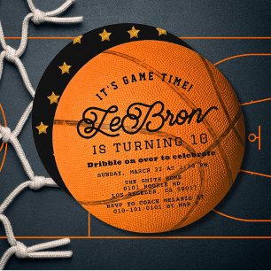 Basketball Shape Boy Birthday Circle Invitation