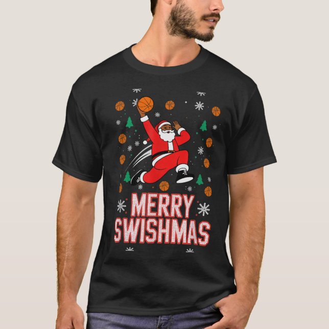 Basketball Shirt Boys Christmas Pajamas Merry Swis (Front)