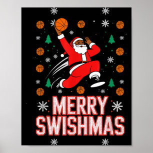 Basketball Shirt Boys Christmas Pajamas Merry Swis Poster