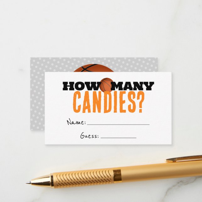 Basketball Shower How Many Candies Guess Cards (Front/Back In Situ)