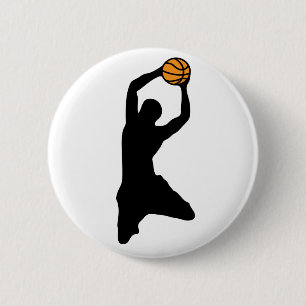 basketball silhouette 6 cm round badge