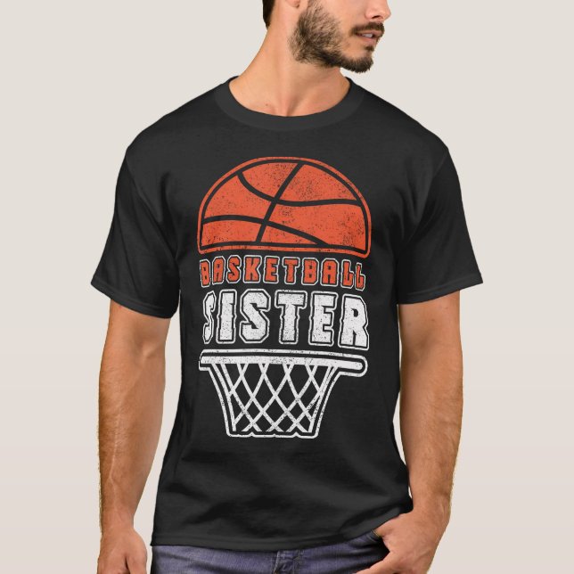 Basketball Sister Basketball Lover Fan Kids Girls  T-Shirt (Front)