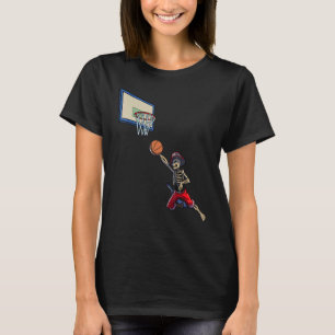 Basketball Skeleton Boys Jolly Roger Pirate Hallow T-Shirt